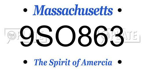 9SO863 Massachusetts License Plate