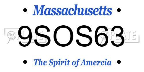 9SOS63 Massachusetts License Plate