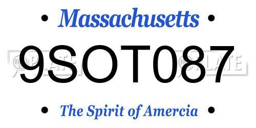 9SOT087 Massachusetts License Plate