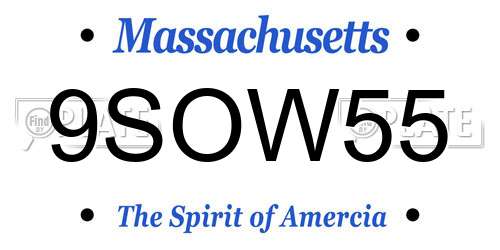 9SOW55 Massachusetts License Plate