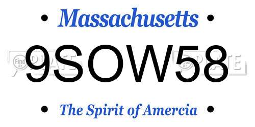 9SOW58 Massachusetts License Plate