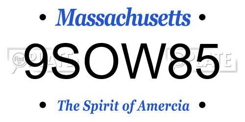 9SOW85 Massachusetts License Plate