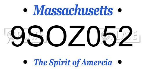 9SOZ052 Massachusetts License Plate