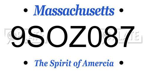 9SOZ087 Massachusetts License Plate