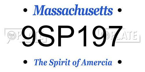 9SP197 Massachusetts License Plate
