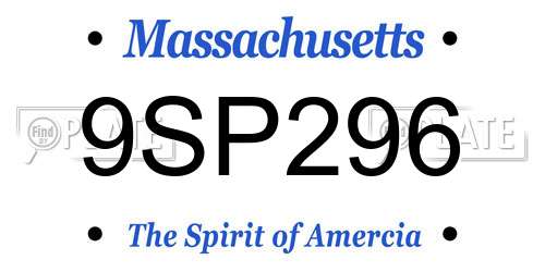 9SP296 Massachusetts License Plate