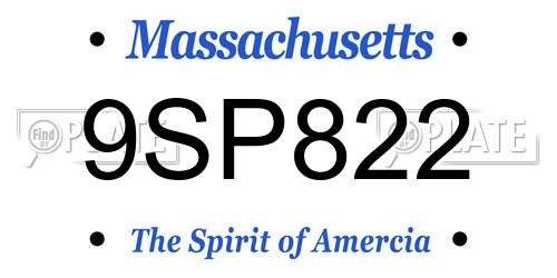 9SP822 Massachusetts License Plate
