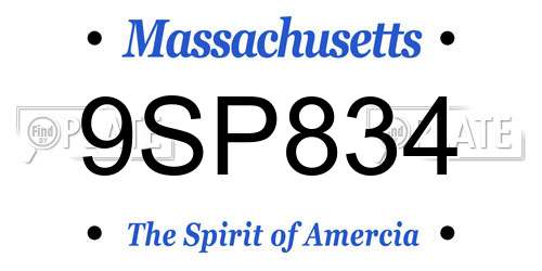 9SP834 Massachusetts License Plate