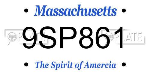 9SP861 Massachusetts License Plate