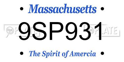 9SP931 Massachusetts License Plate