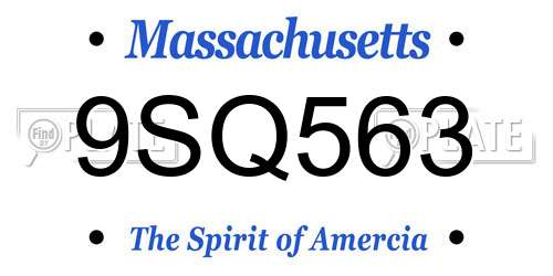 9SQ563 Massachusetts License Plate