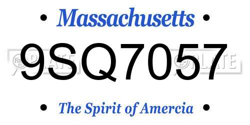 9SQ7057 Massachusetts License Plate