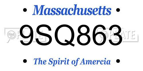 9SQ863 Massachusetts License Plate