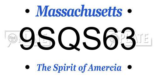 9SQS63 Massachusetts License Plate