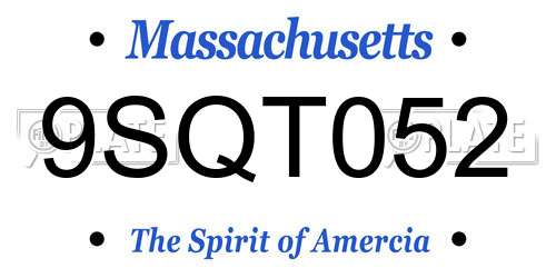 9SQT052 Massachusetts License Plate