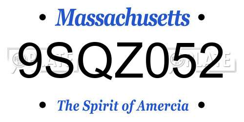 9SQZ052 Massachusetts License Plate