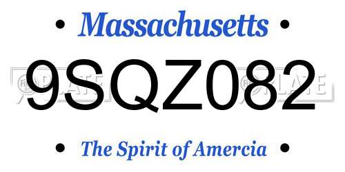 9SQZ082 Massachusetts License Plate