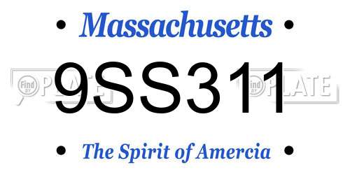9SS311 Massachusetts License Plate