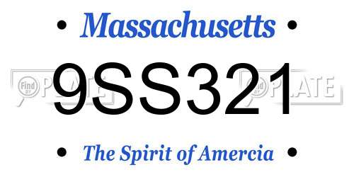 9SS321 Massachusetts License Plate