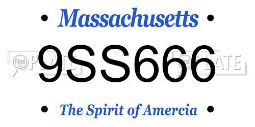 9SS666 Massachusetts License Plate