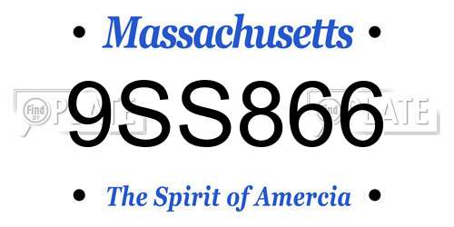 9SS866 Massachusetts License Plate