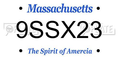 9SSX23 Massachusetts License Plate