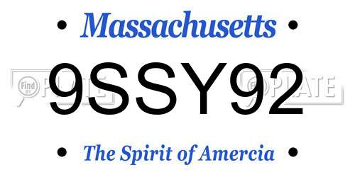 9SSY92 Massachusetts License Plate