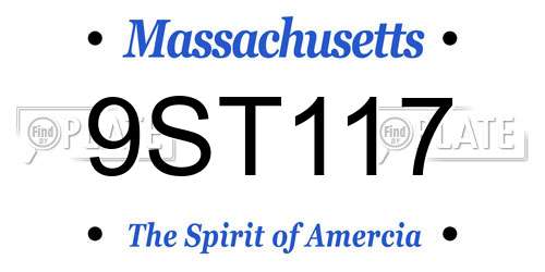 9ST117 Massachusetts License Plate