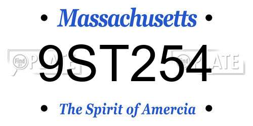 9ST254 Massachusetts License Plate