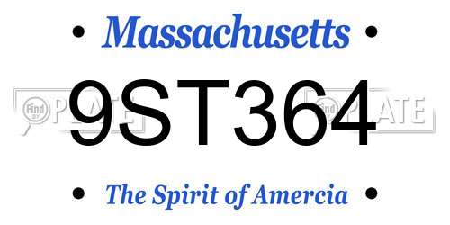 9ST364 Massachusetts License Plate