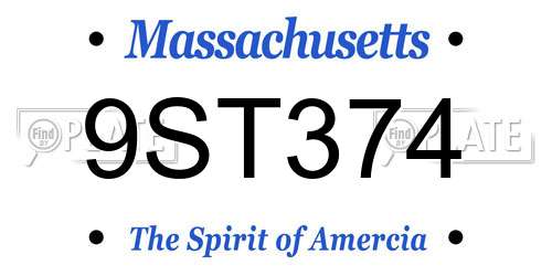 9ST374 Massachusetts License Plate