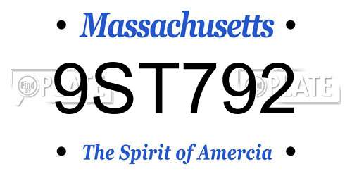 9ST792 Massachusetts License Plate