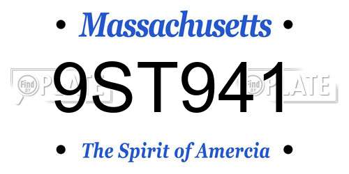 9ST941 Massachusetts License Plate