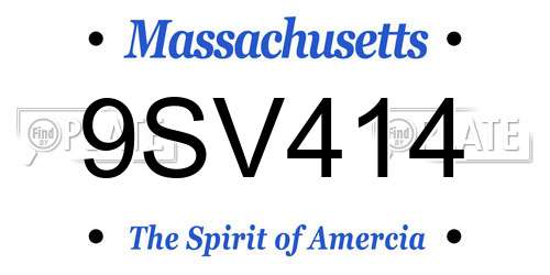 9SV414 Massachusetts License Plate
