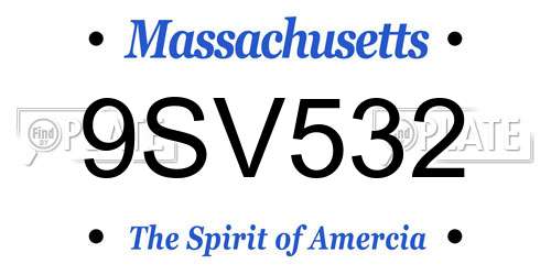 9SV532 Massachusetts License Plate