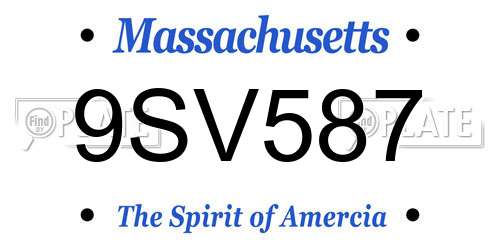 9SV587 Massachusetts License Plate