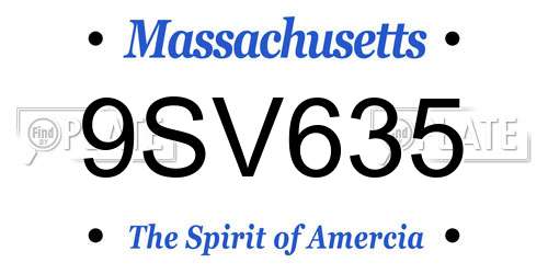 9SV635 Massachusetts License Plate