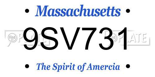 9SV731 Massachusetts License Plate