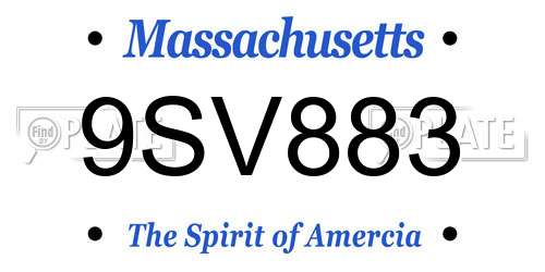 9SV883 Massachusetts License Plate