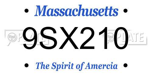 9SX210 Massachusetts License Plate