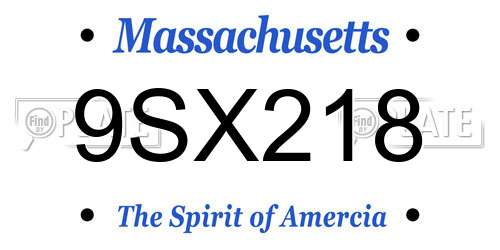 9SX218 Massachusetts License Plate