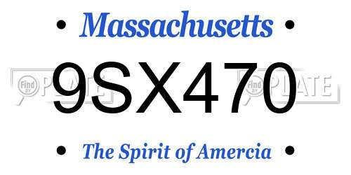 9SX470 Massachusetts License Plate