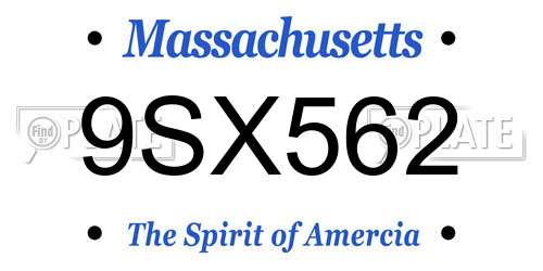 9SX562 Massachusetts License Plate