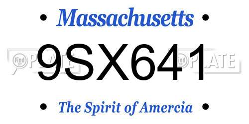 9SX641 Massachusetts License Plate