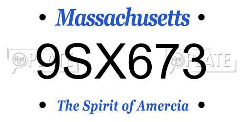 9SX673 Massachusetts License Plate