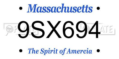 9SX694 Massachusetts License Plate