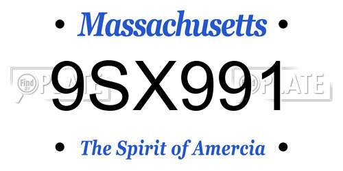 9SX991 Massachusetts License Plate