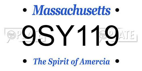 9SY119 Massachusetts License Plate