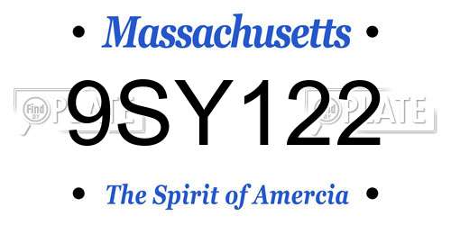 9SY122 Massachusetts License Plate