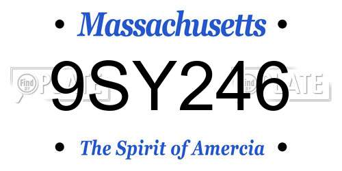 9SY246 Massachusetts License Plate
